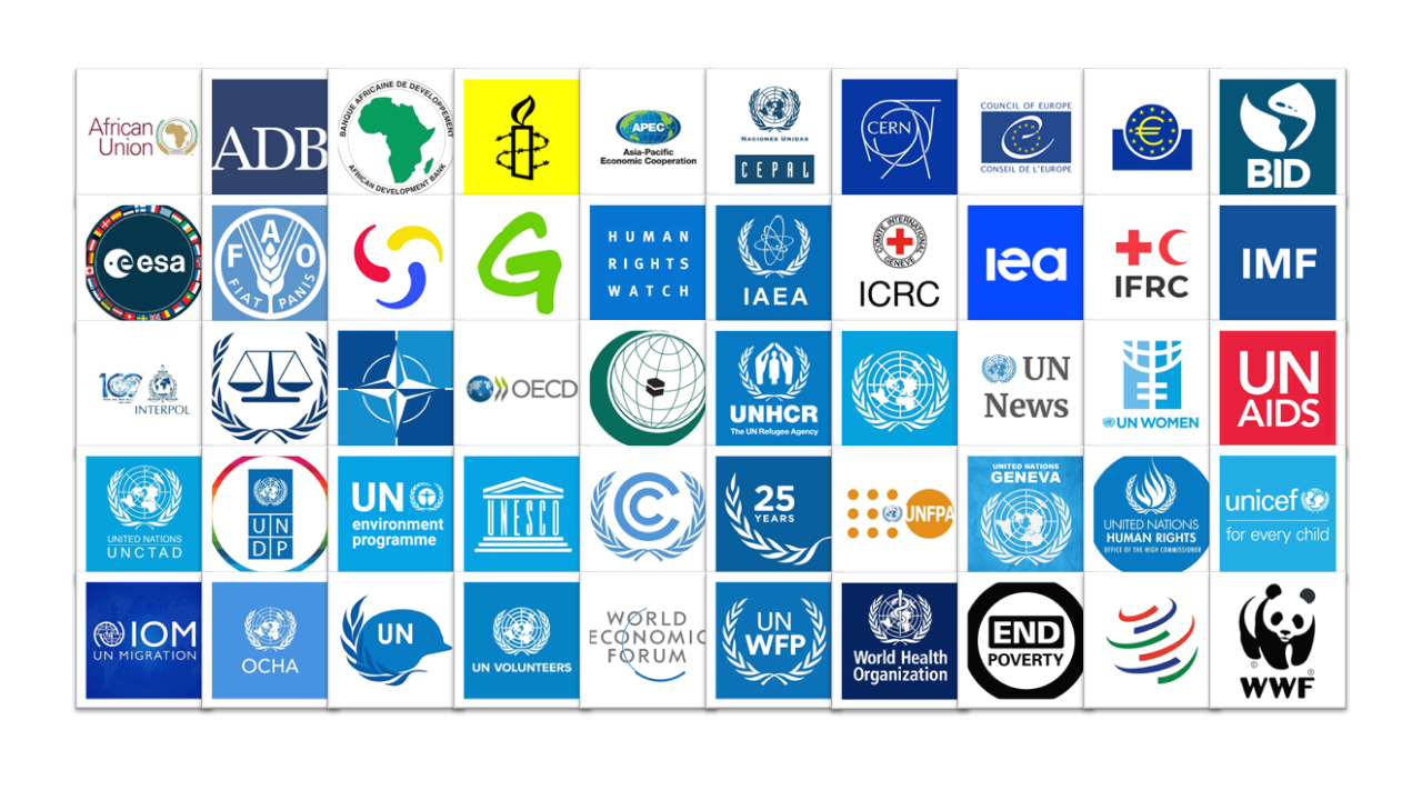 Major international organizations and number of members