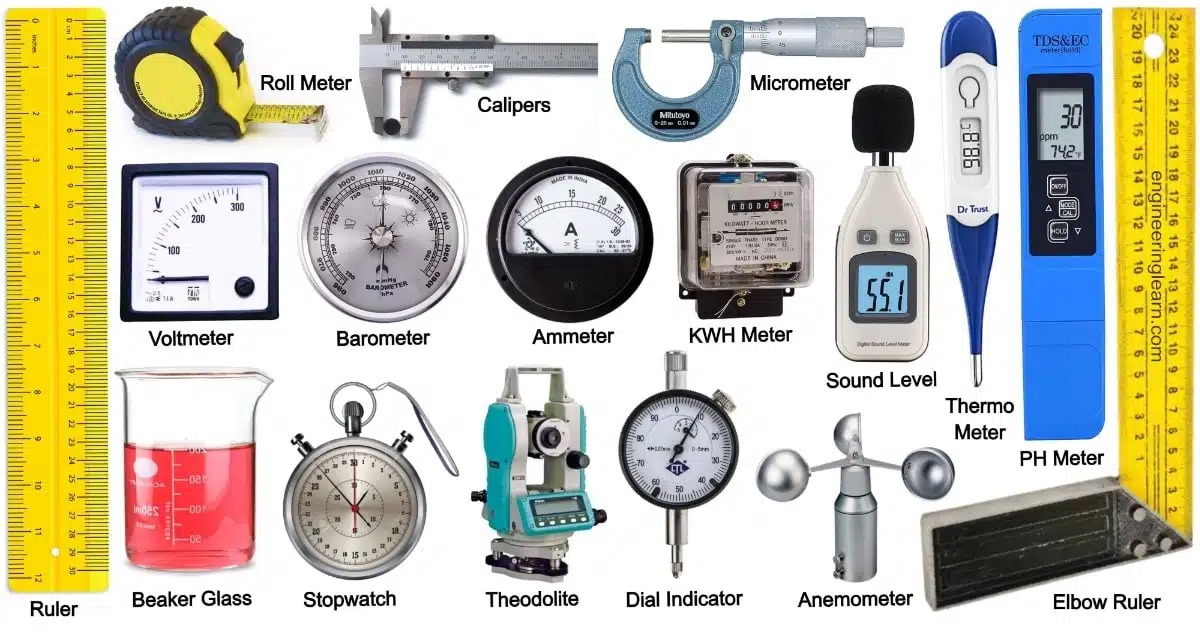 Major measuring instruments and their uses