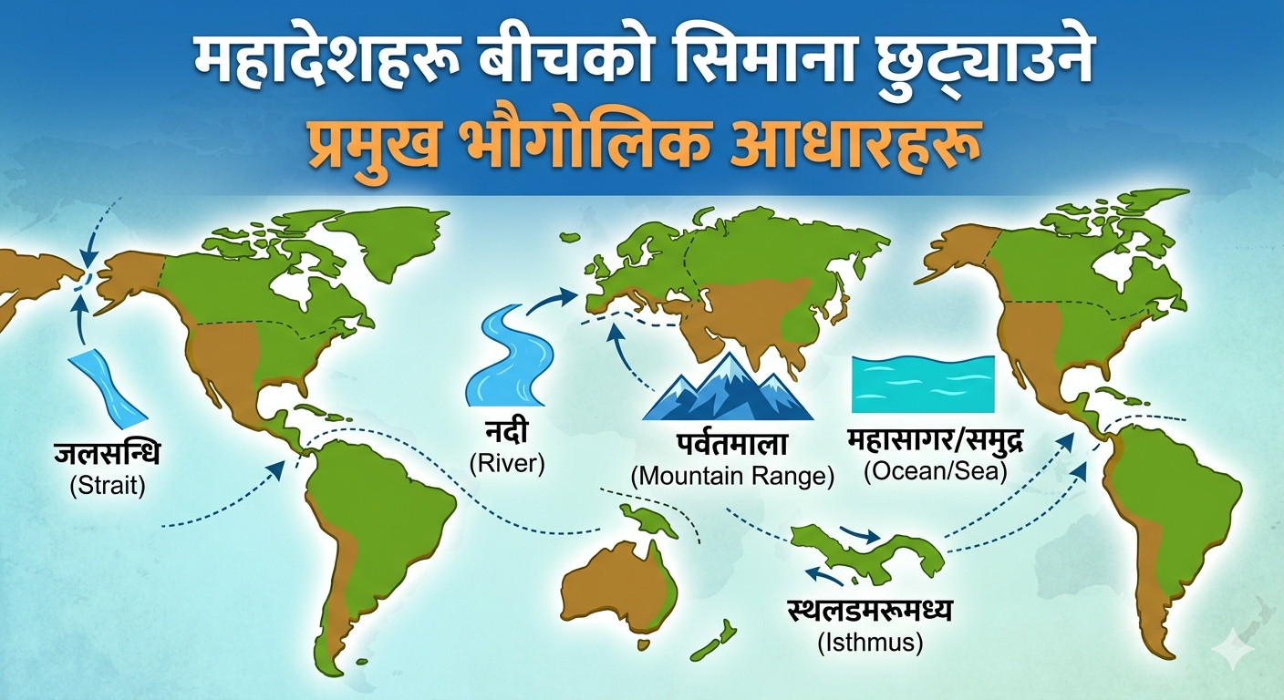 Major geographical bases that distinguish borders between continents