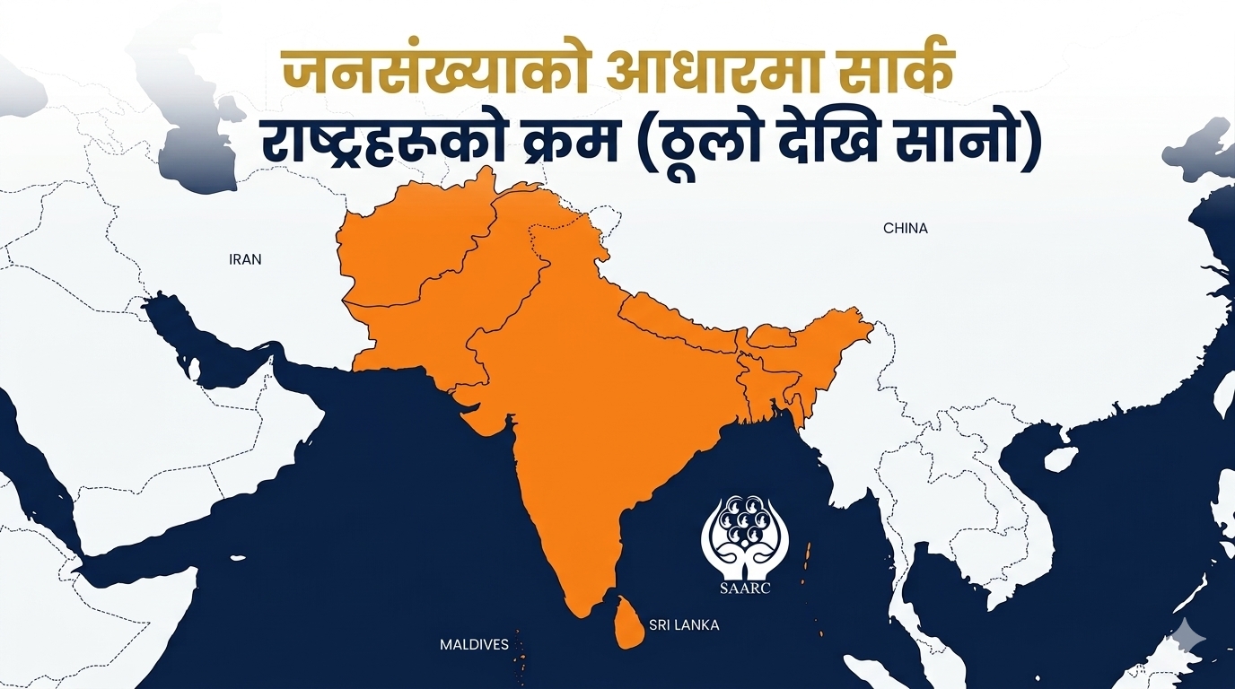 Ranking of SAARC countries by population (from largest to smallest)